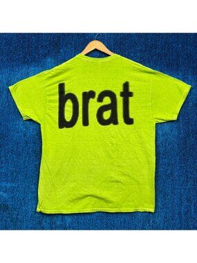 CharliXCX brat Album Cover Spell-Out Dance Pop Baggy Tee L